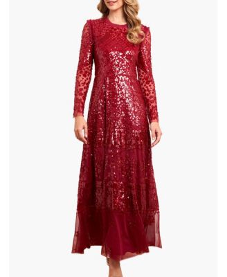 Women's Aurora Sequin Long-Sleeve Gown