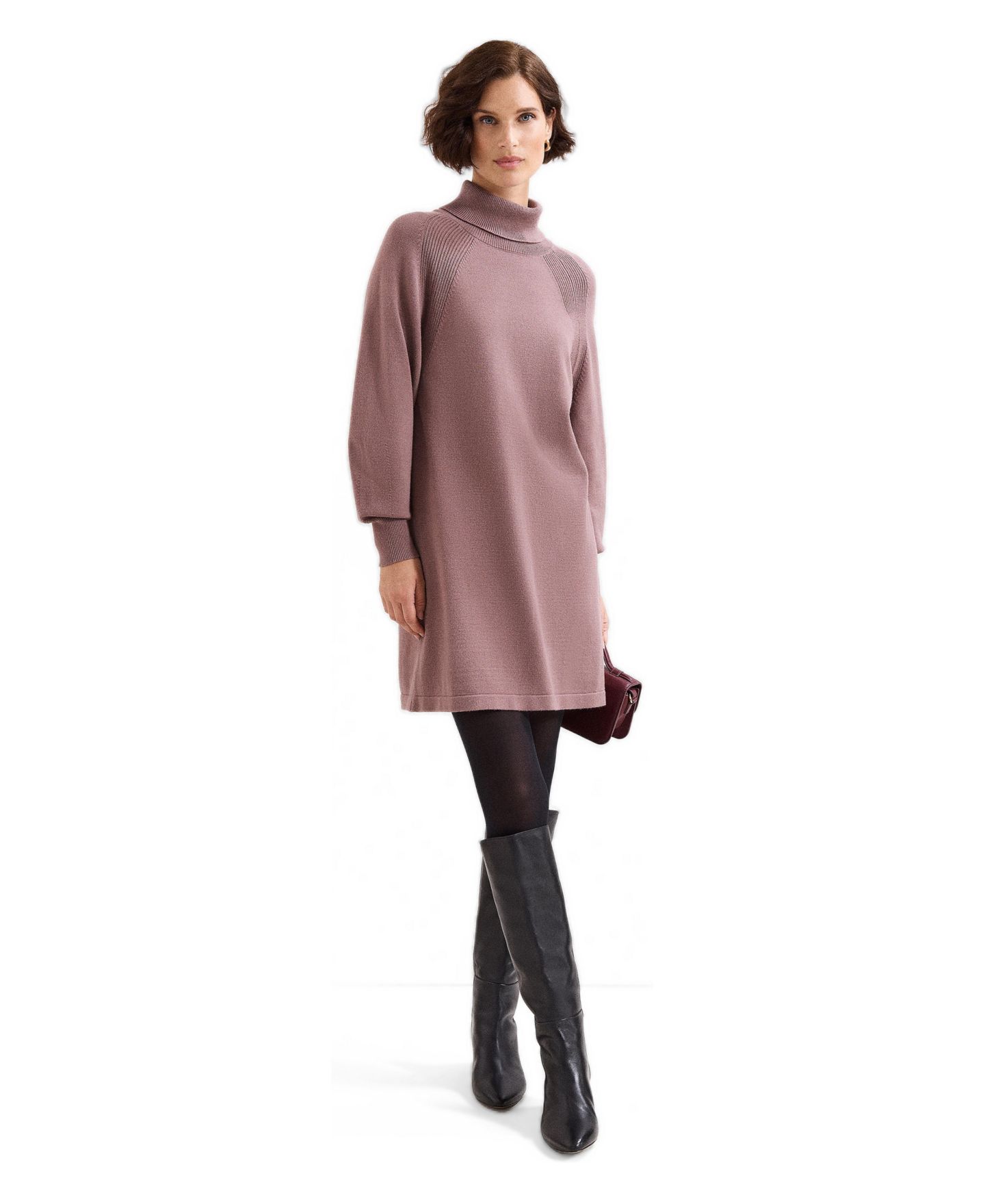 Женское платье Phase Eight Ellie Turtleneck Blouson-Sleeve Jumper, цвет: Латте — фото 2
