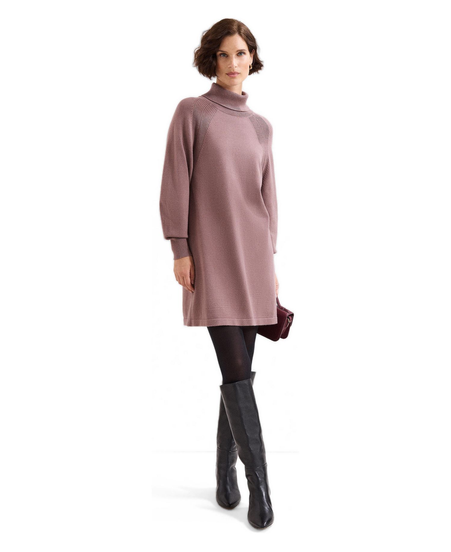 Women's Ellie Turtleneck Blouson-Sleeve Jumper Dress