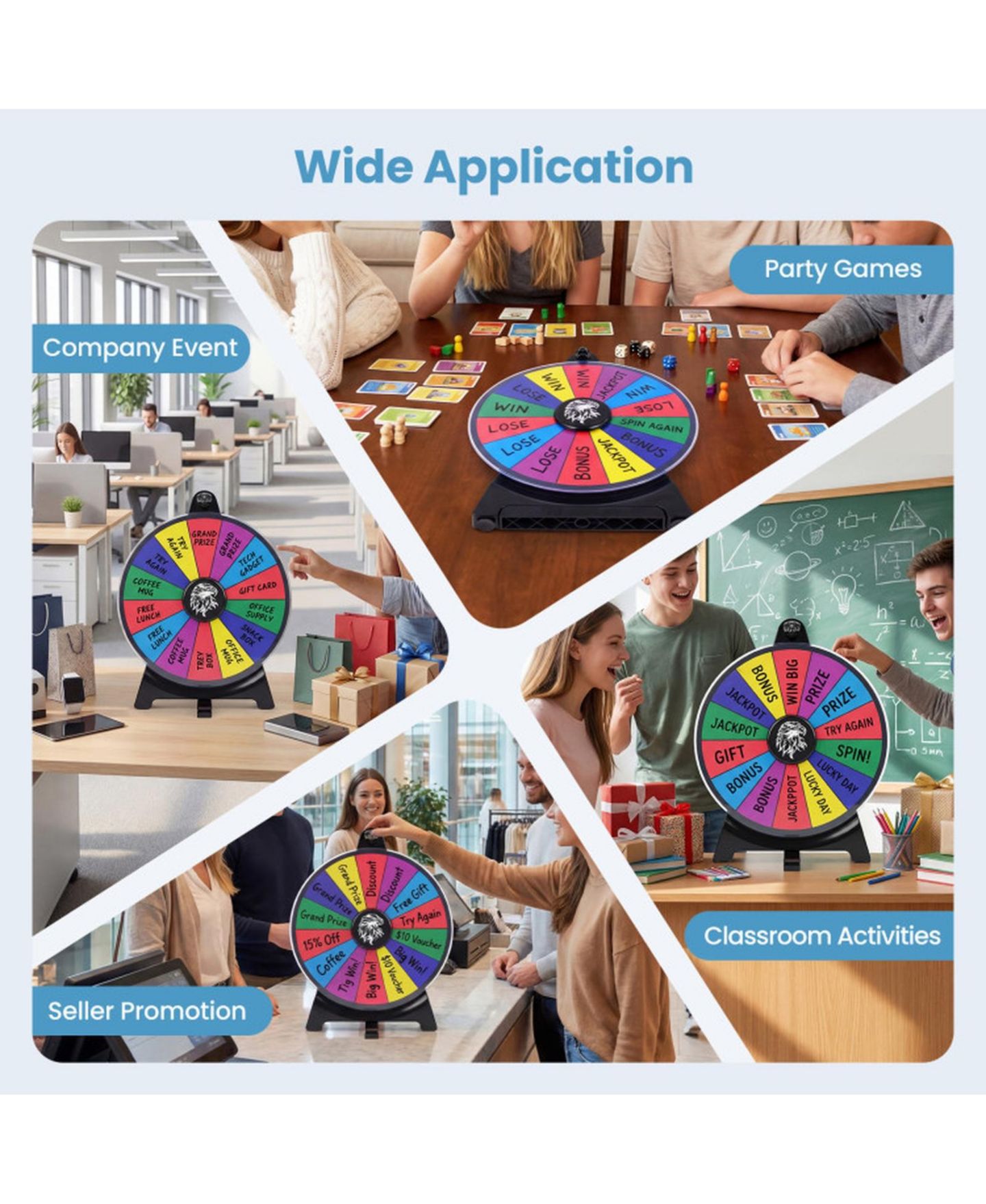 Детская игрушка HONGGE 14-Slot Rewritable Blackboard Spinning Prize Wheel, Ages 3+, цвет: Чёрный — фото 8
