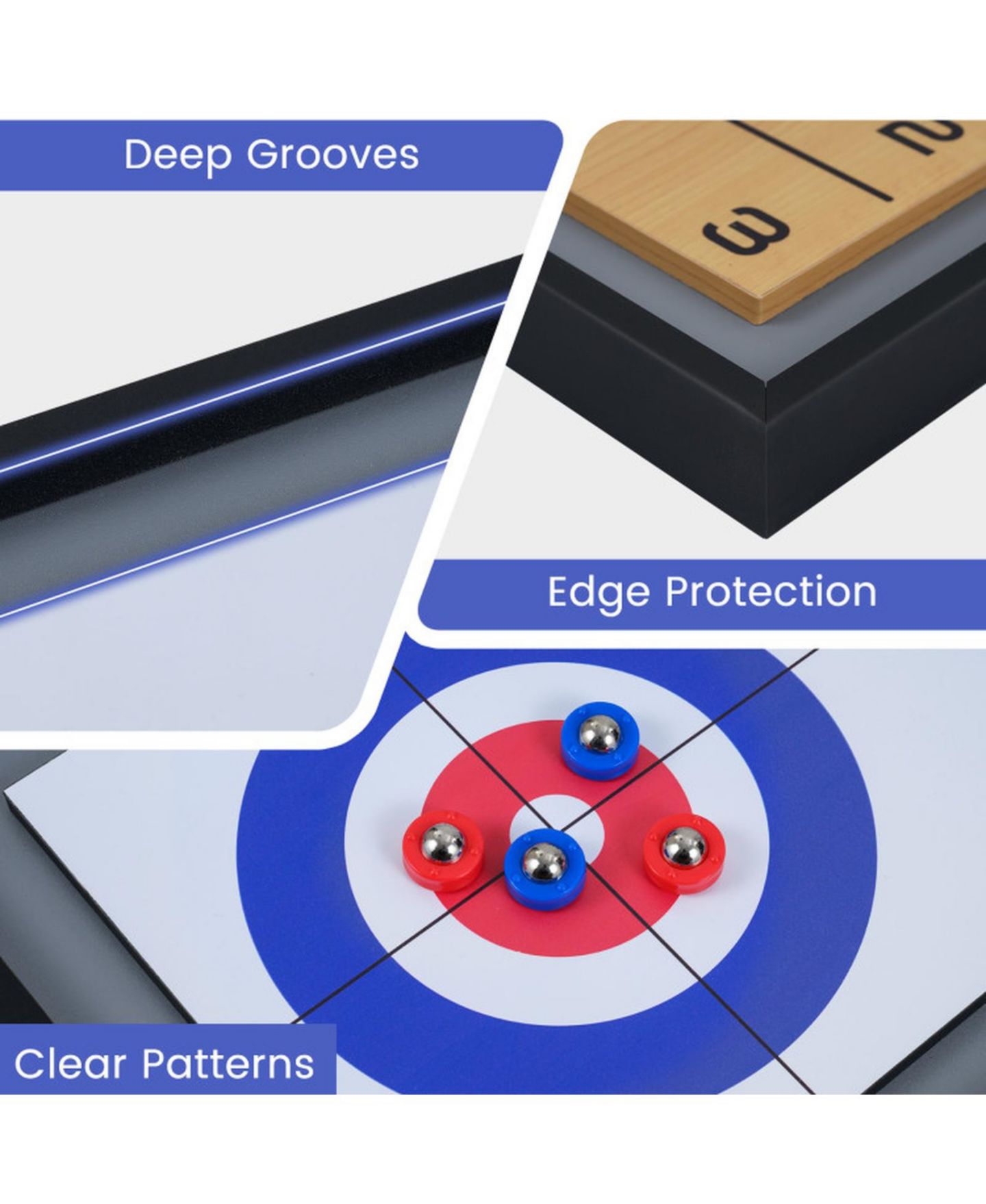 Детская настольная игра HONGGE Shuffleboard and Curling 2-in-1 Tabletop Board Game with 8 Rolling Pucks Ages 6+, цвет: Коричневый — фото 7