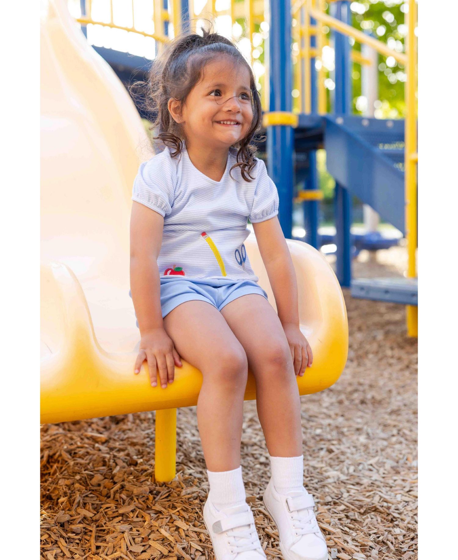 Big Girls (2T - 8) Knit Short Set with School Supplies