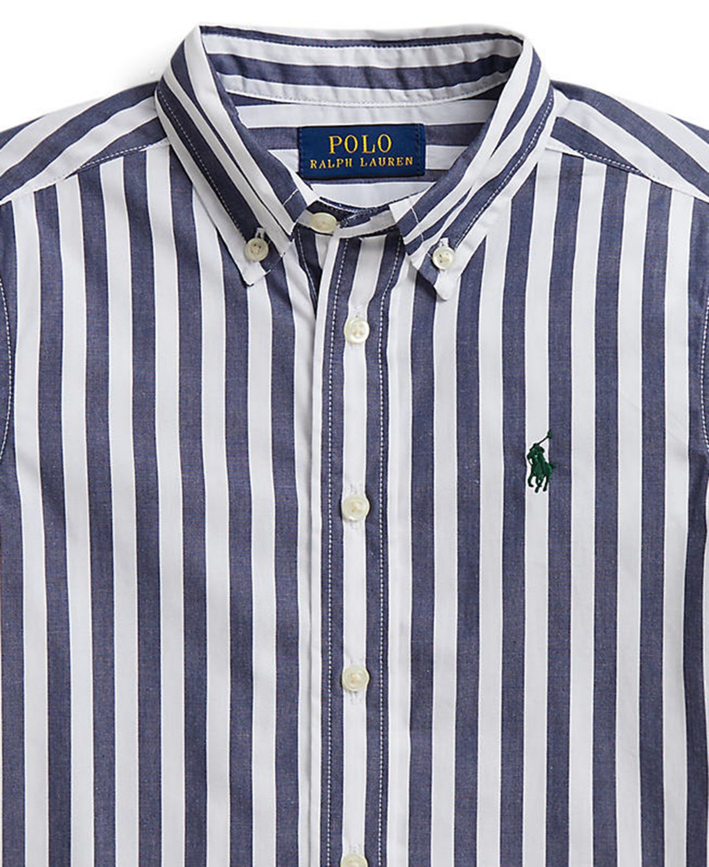 Рубашка Polo Ralph Lauren Striped Cotton Poplin Shirt для мальчиков, цвет: Тёмно-синий белый — фото 3