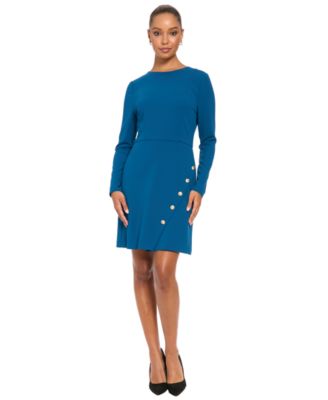Women's Crewneck Long-Sleeve A-Line Dress