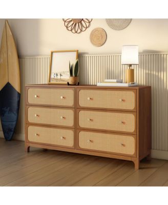 Max and Lily Elio/Rattan 6 Drawer Dresser