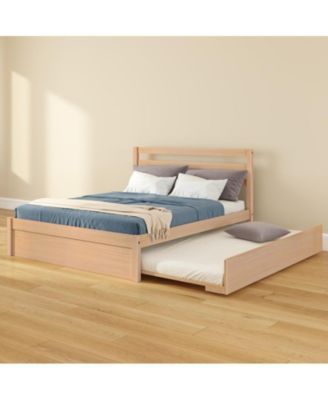 Bear Full Single Bed With Trundle, Oak Embossed