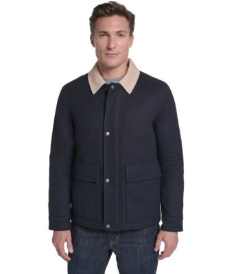 Men's Front-Zip Melton Wool Jacket