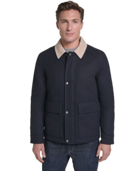 Мужская куртка Cole Haan Front-Zip Melton Wool, цвет: Тёмно-синий