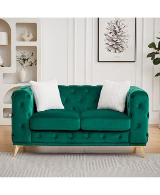 Classic Modern 61.25" Velvet Chesterfield Sofa with 2 Pillows