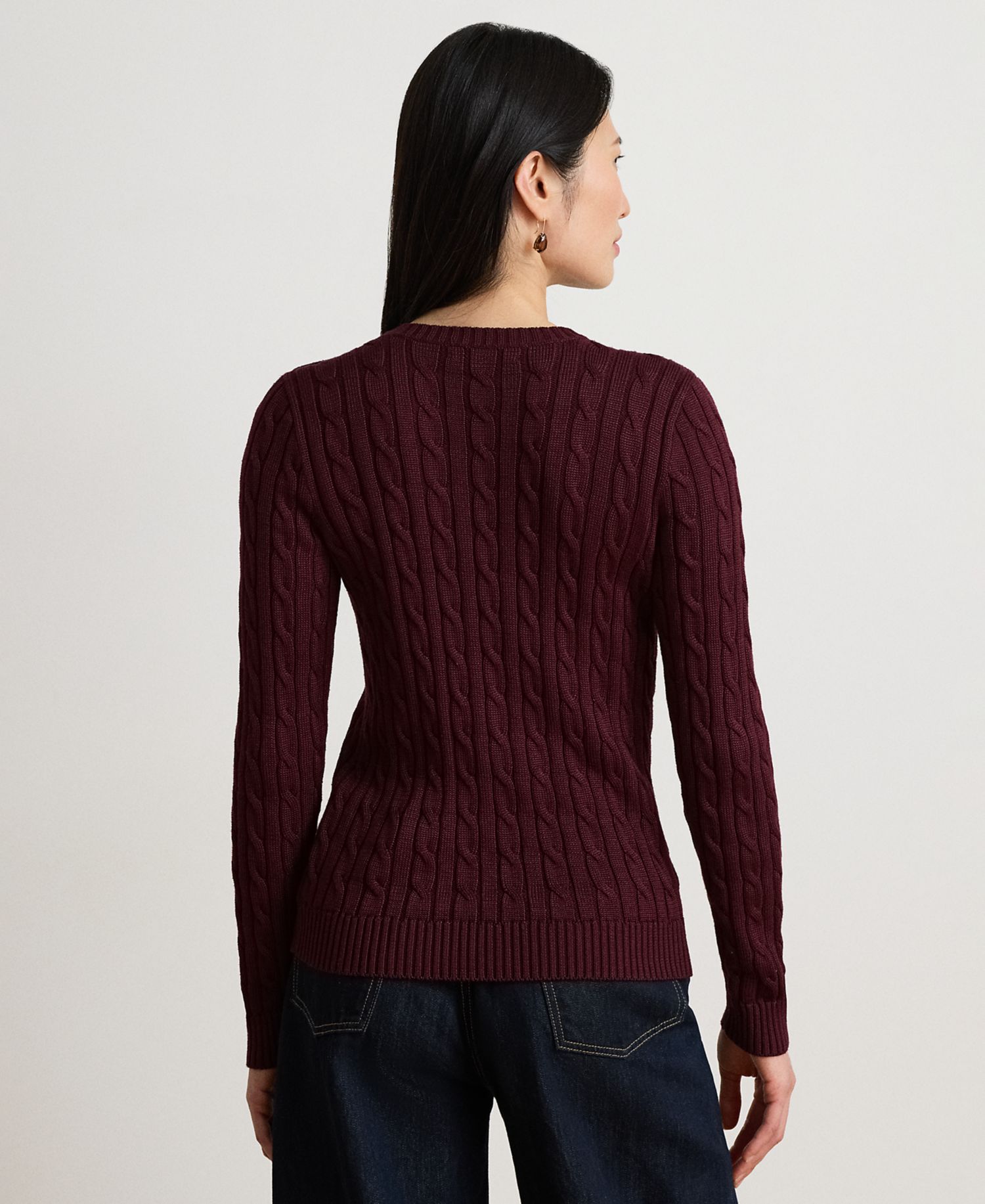 Petite Button-Trim Cable-Knit Sweater