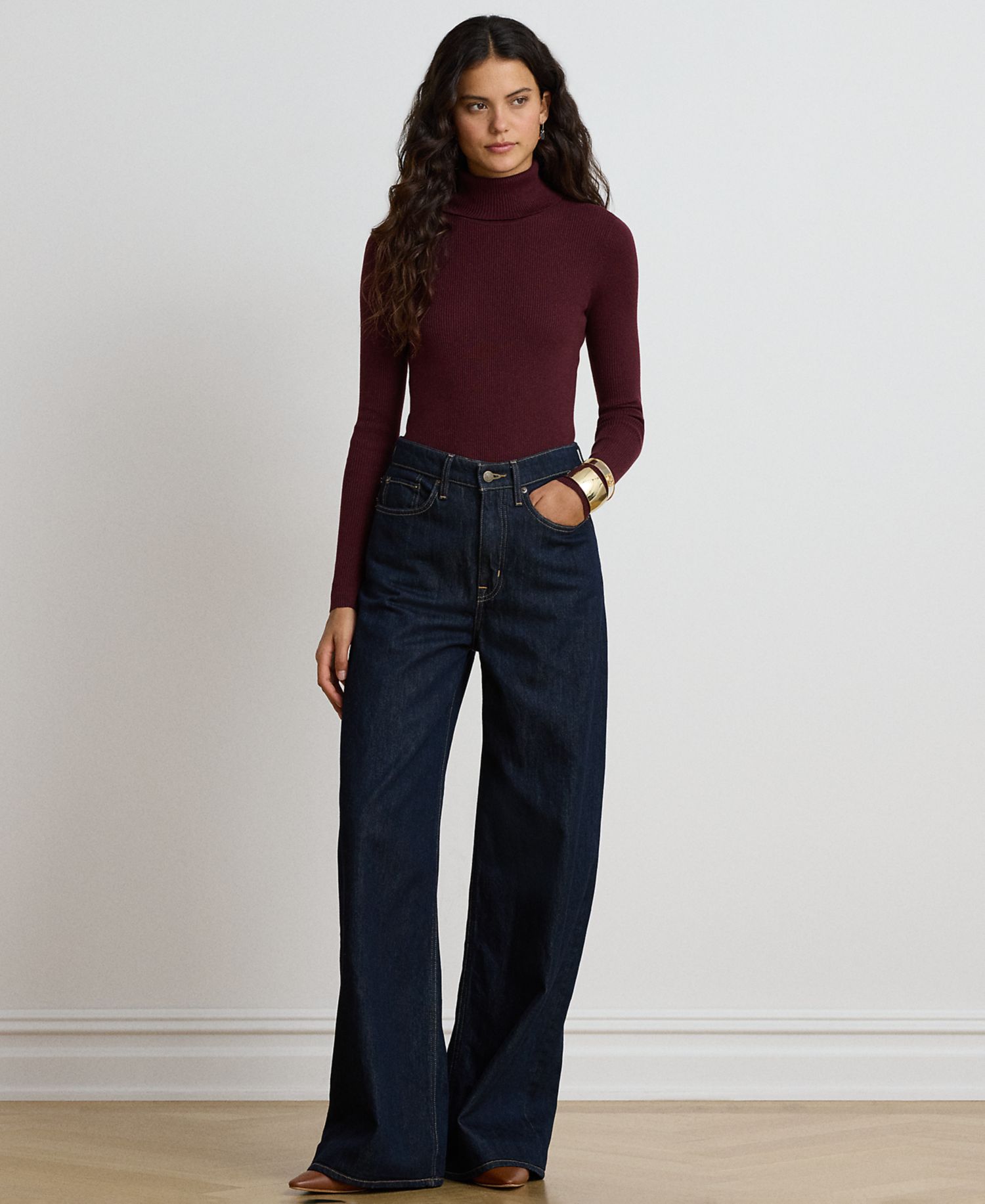 Petite Ribbed Slim-Fit Cotton-Blend Turtleneck Sweater