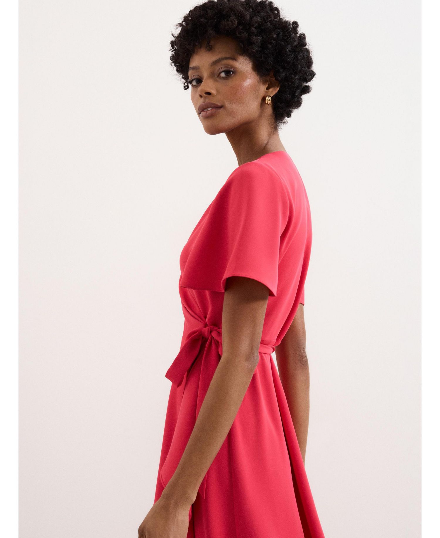 Women's Julissa V-Neck Short-Sleeve Asymmetric-Hem Midi Dress