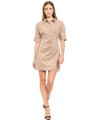 Women's Collared Button-Front Short-Sleeve Shirt Dress
