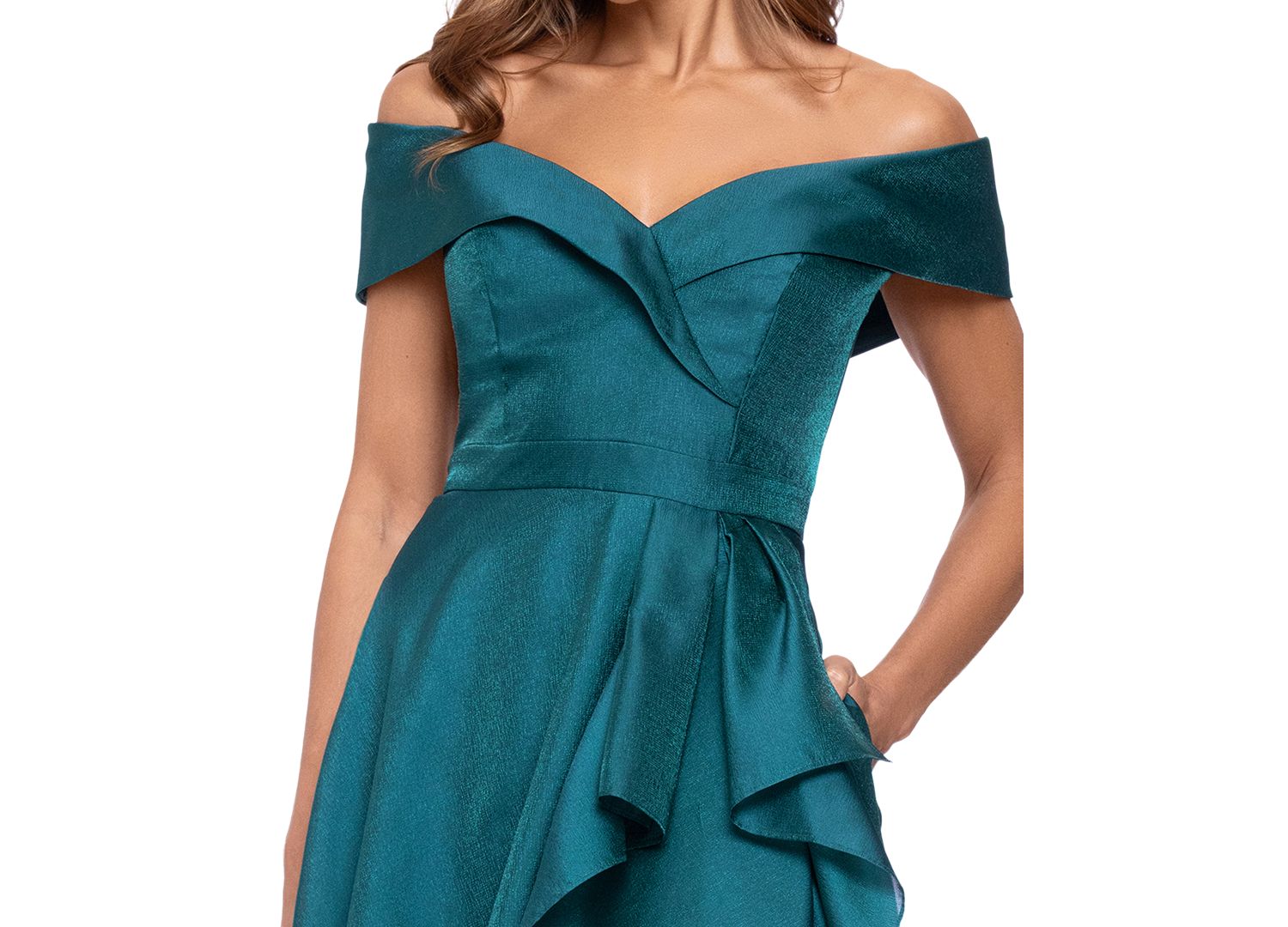 Plus Size Sweetheart Neck Off-The-Shoulder Ruffle Long Dress