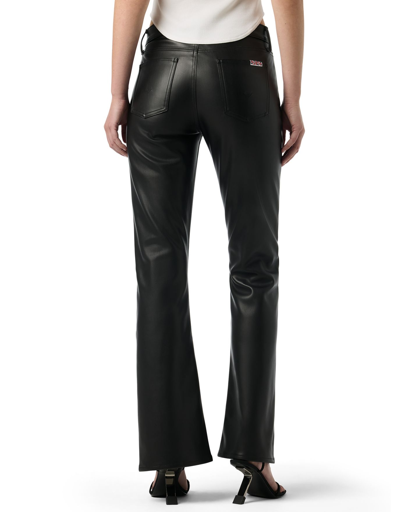 Женские брюки Hudson Jeans Blair из экокожи с высокой талией, буткат, цвет: Чёрный — фото 3