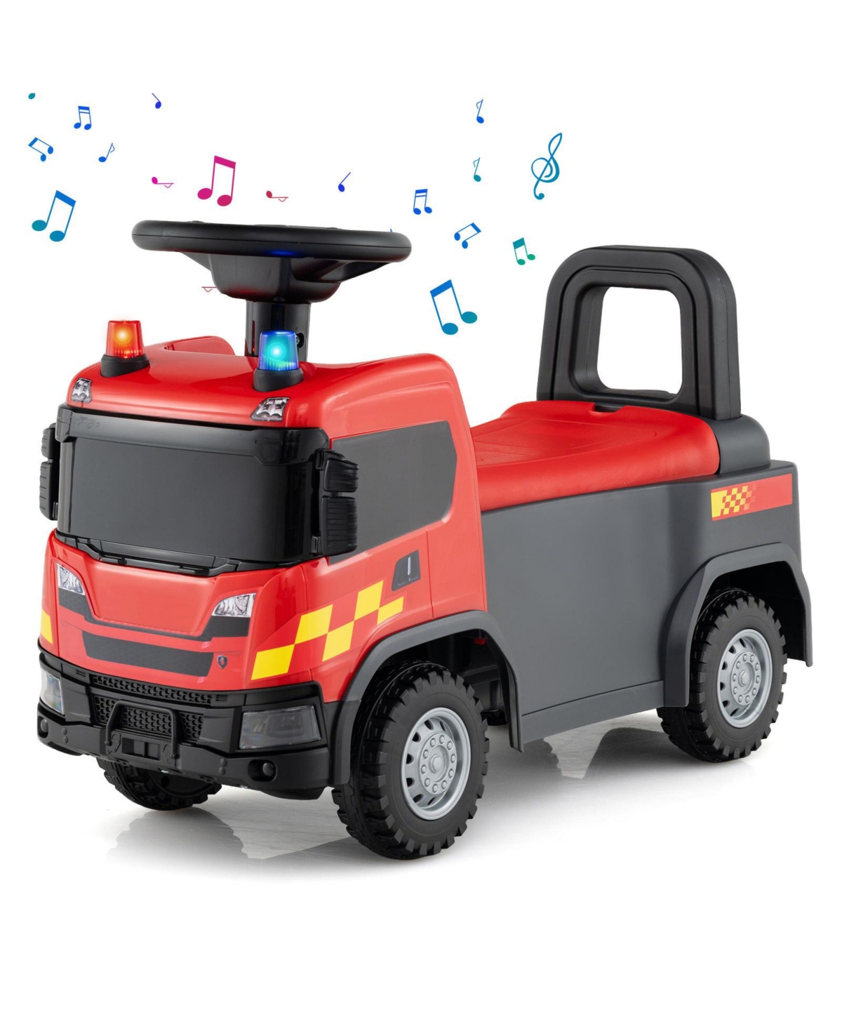 Slickblue Kids Ride-On Truck Toy with Steering Wheel, Lights and Music