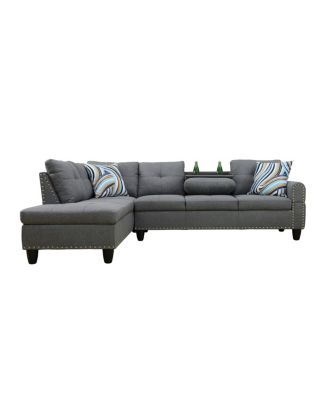 L shape Sectional Sofa Chair with cup holder