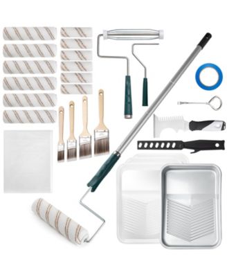 Paint Roller Kit Extension Pole Tray Brushes Supplies