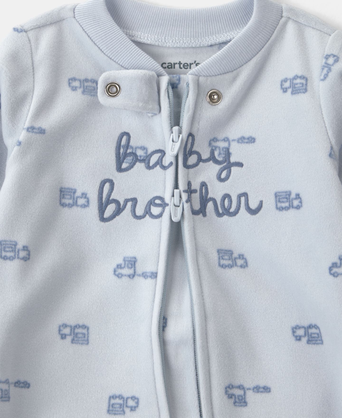 Детский флисовый комбинезон для сна Carter's Baby Brother на двусторонней молнии, цвет: Синий — фото 4