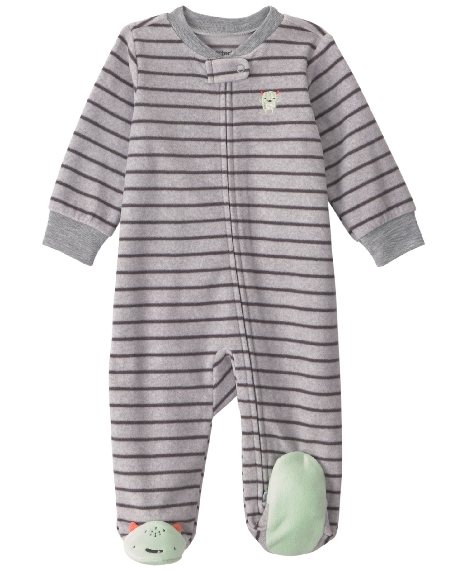 Baby Boys' Monster Striped Fleece 2-Way Zip Sleep & Play