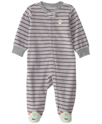 Baby Boys' Monster Striped Fleece 2-Way Zip Sleep & Play