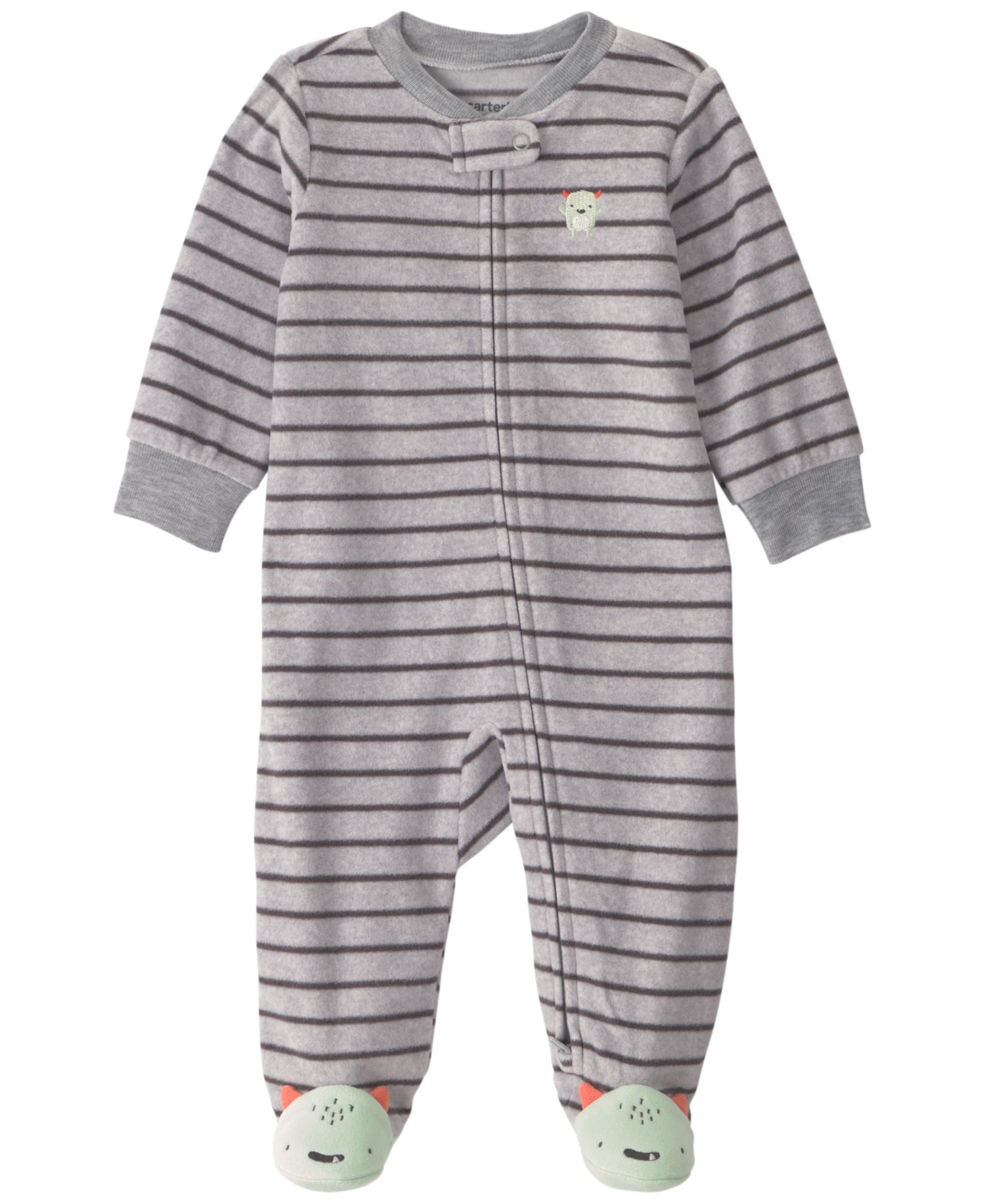Baby Boys' Monster Striped Fleece 2-Way Zip Sleep & Play