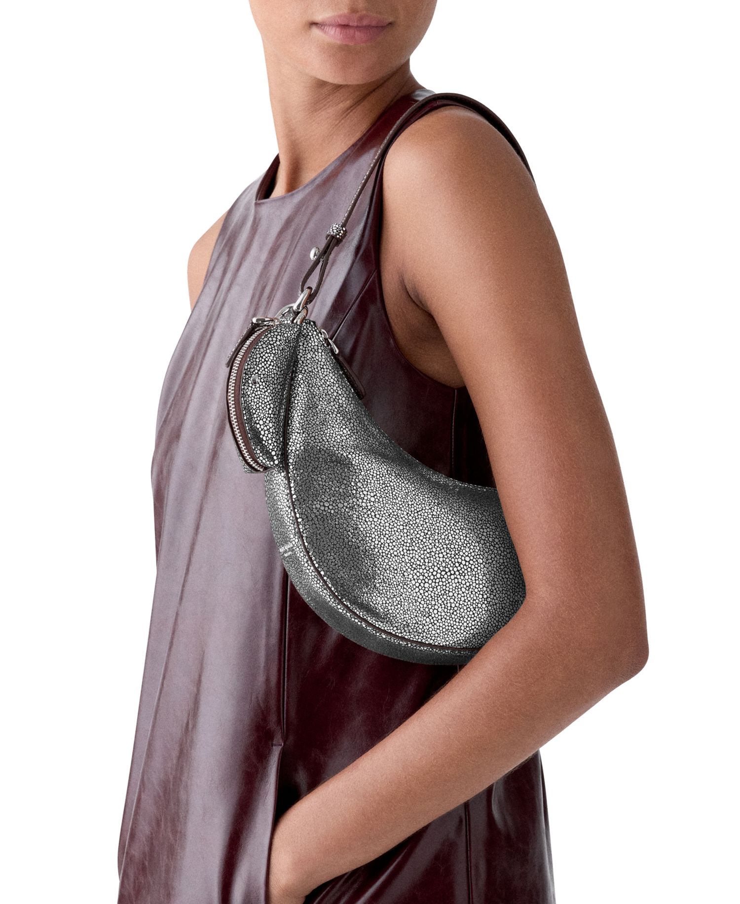 Metallic Dot Printed Small Shoulder Handbag