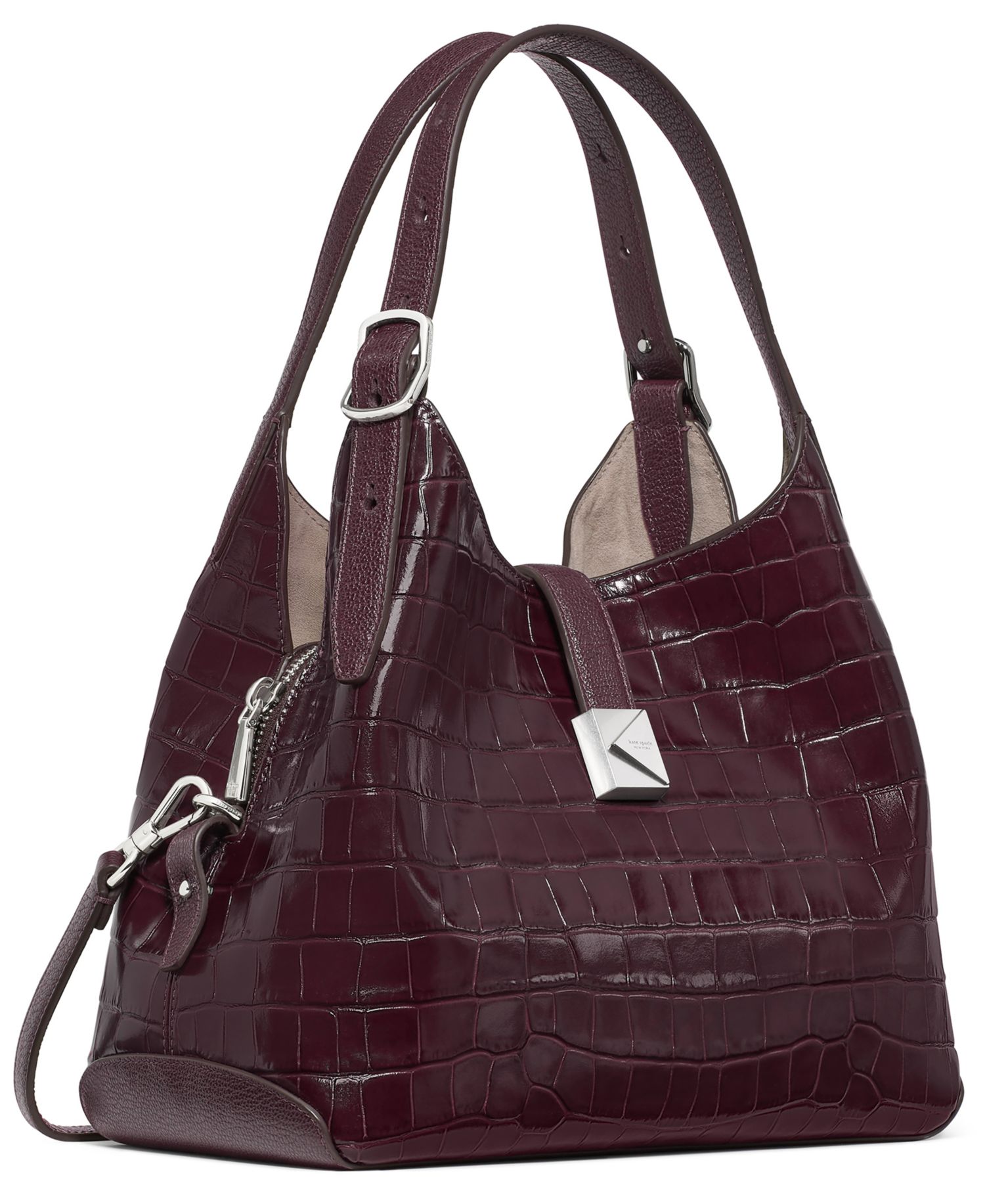 Deco Croc-Embossed Large Satchel Bag