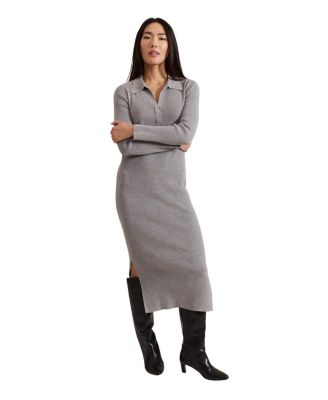 Women's Lucy Long-Sleeve Collared Ribbed-Knit Dress