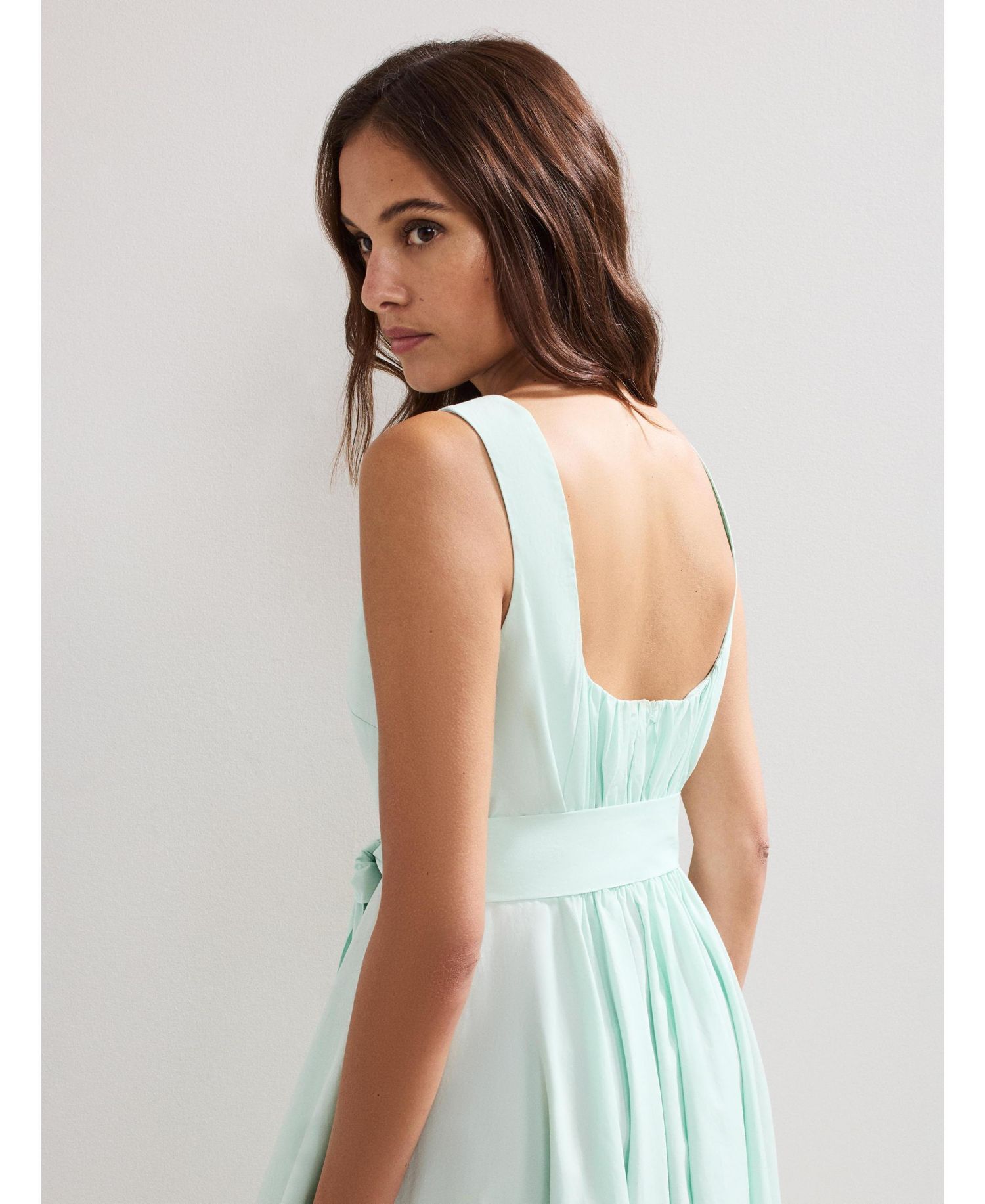 Women's Melinda Square Neck Tie Waist Midi Dress