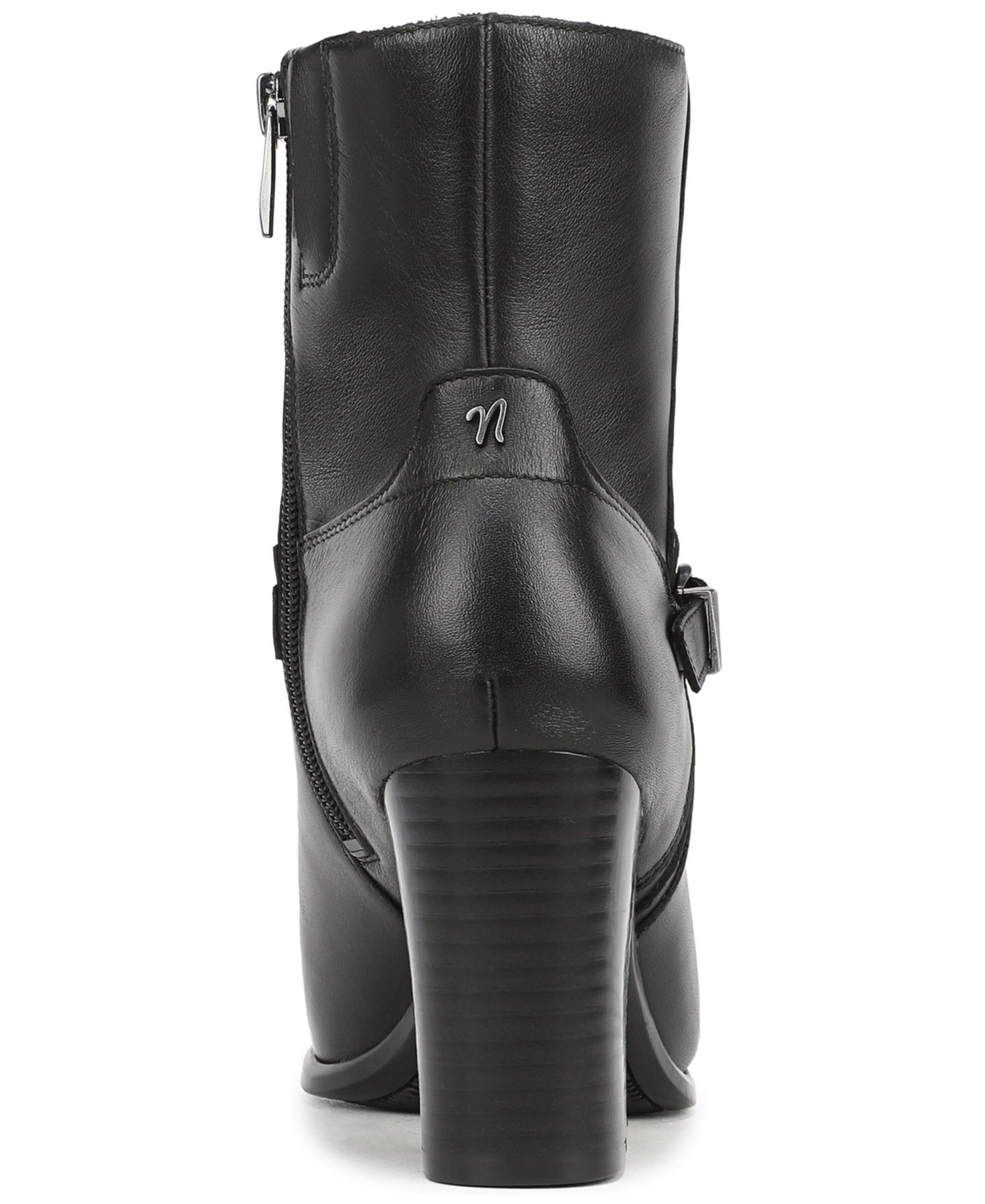 Женские ботинки Naturalizer Leighton Zipper Short Booties, цвет: Чёрный кожаный — фото 6