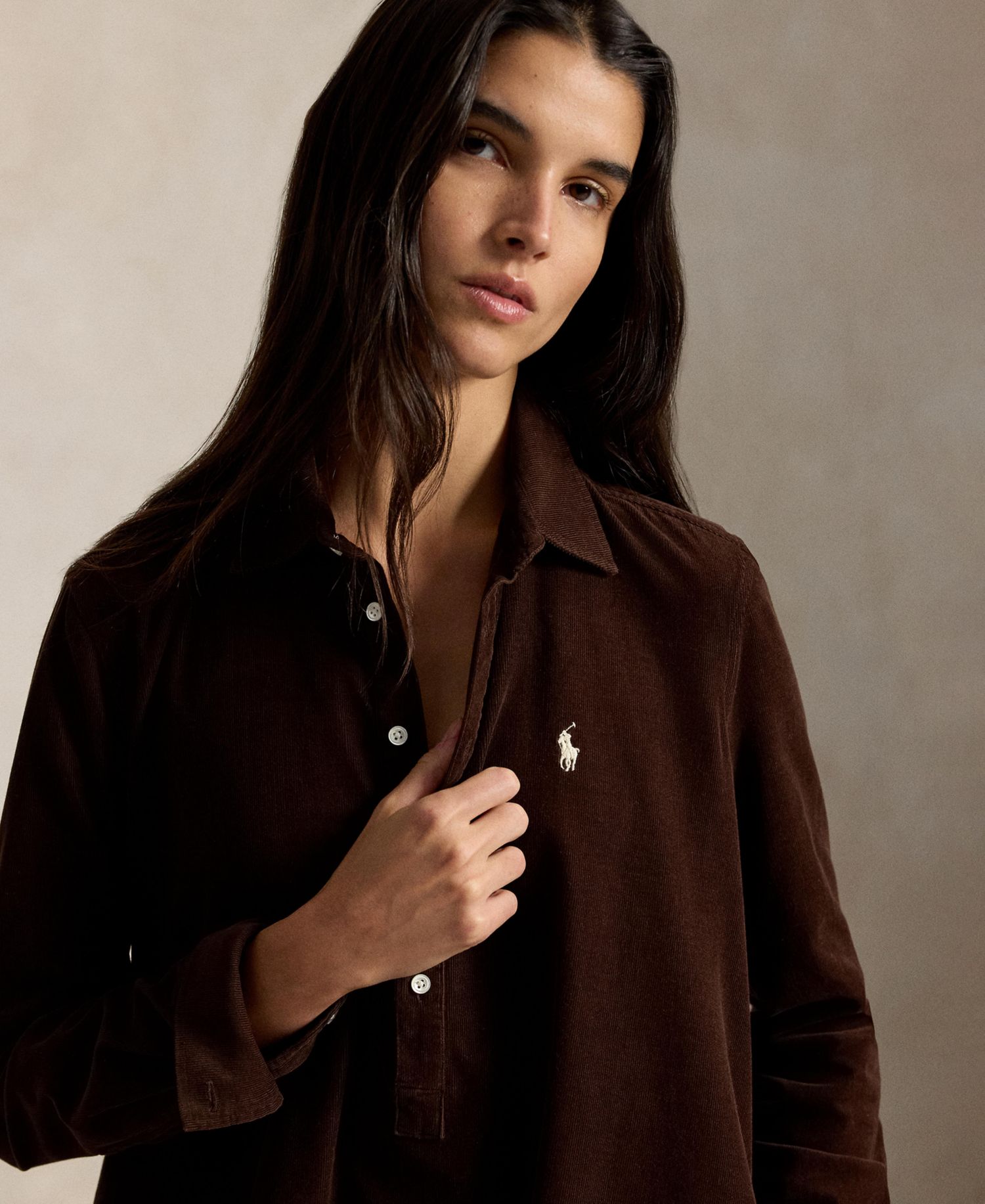 Women's Corduroy Pleated Shirt Dress