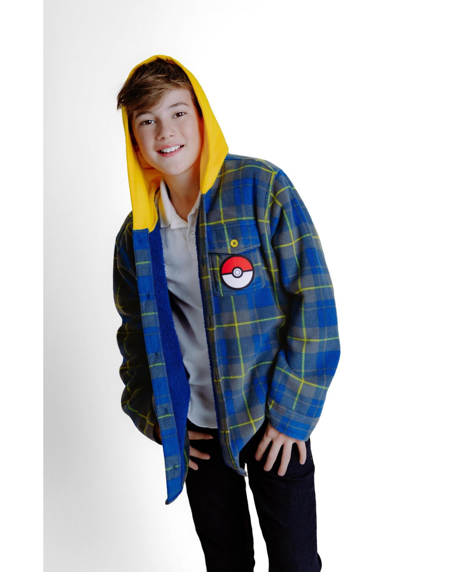 Boy's (5-12) Pikachu Hooded Fleece Shacket