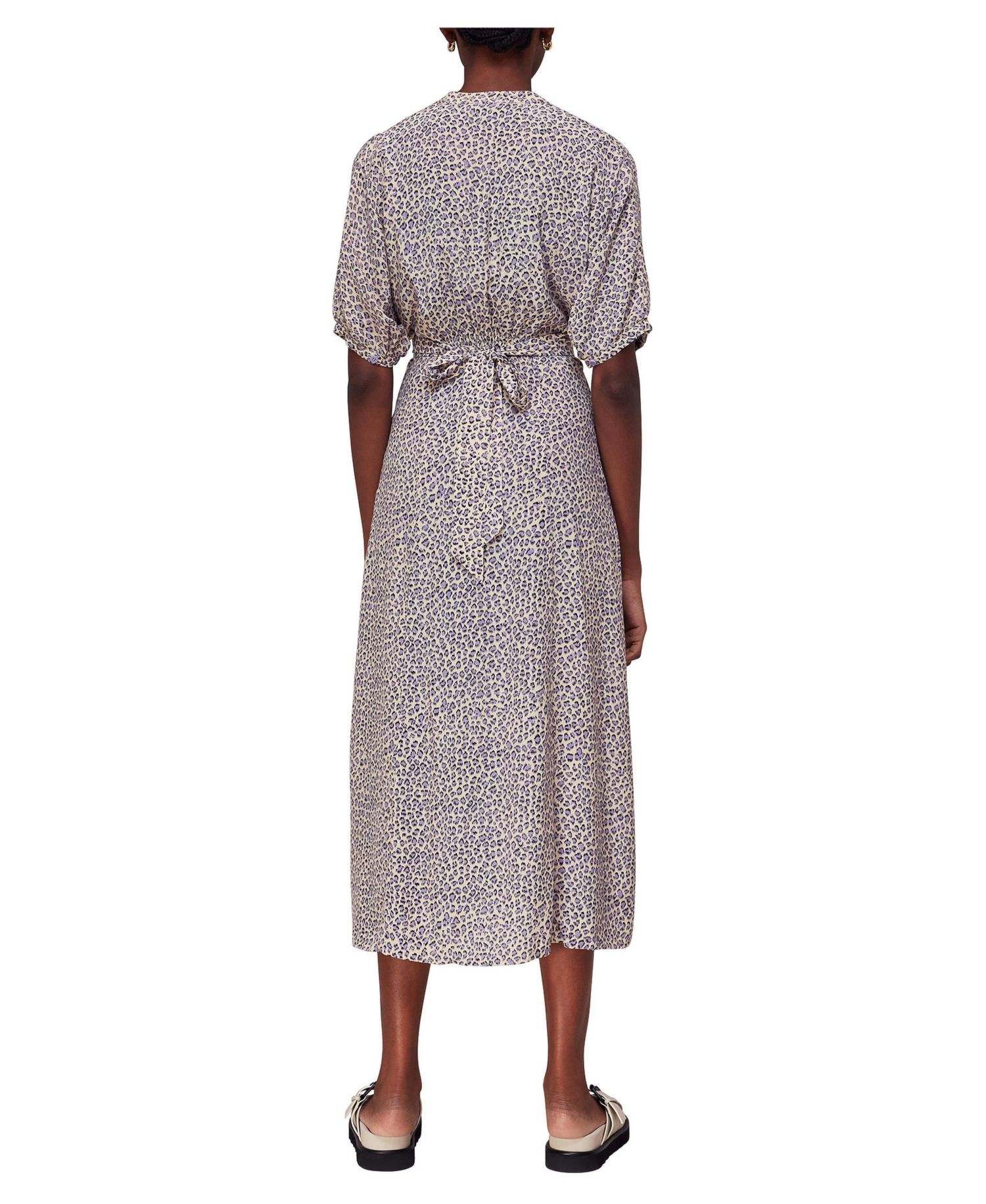 Women's Dashed Leopard Midi Short-Sleeve Dress