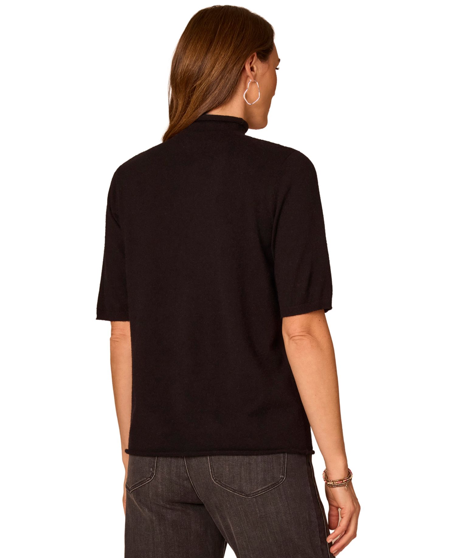 Petite Short-Sleeve Mock-Neck Sweater