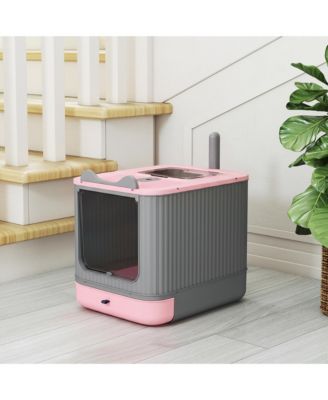 Enclosed Cat Litter Box with Front Entry Top Exit Scoop and Deodorizer Bag