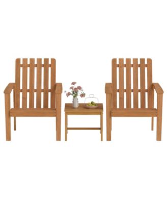 Adirondack Chair Set of 2 with Side Table Built-in Backrests and Armrests for Garden