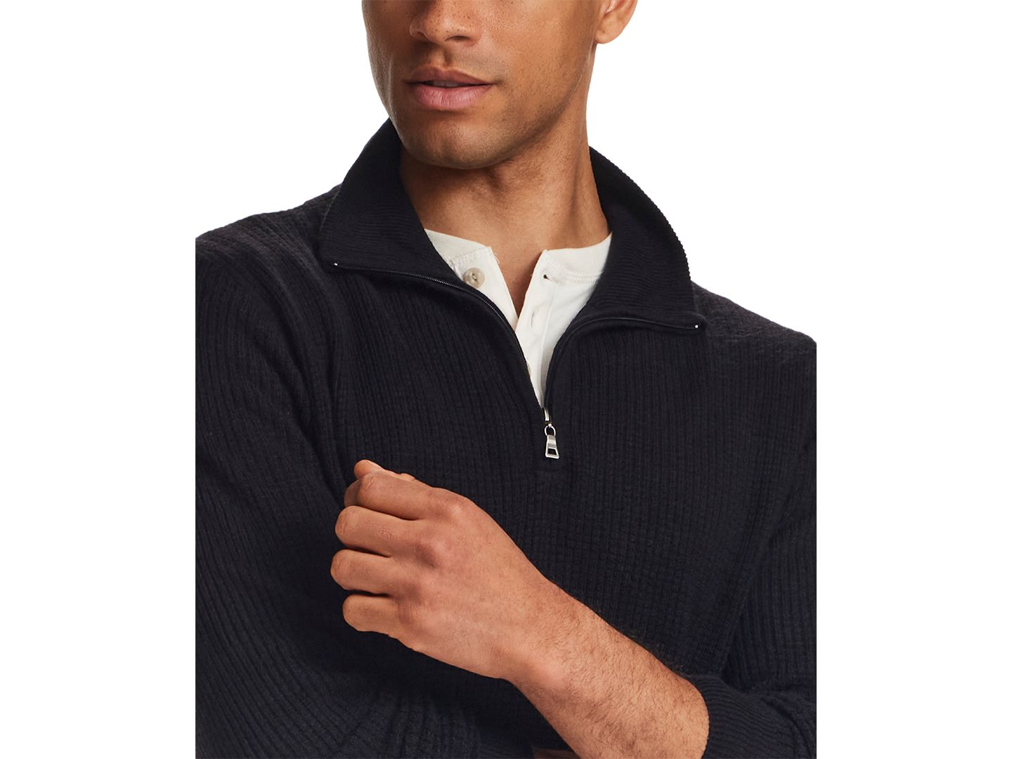 Мужской свитер Weatherproof Vintage Soft Touch All Over Texture Quarter-Zip, цвет: Чёрный — фото 3