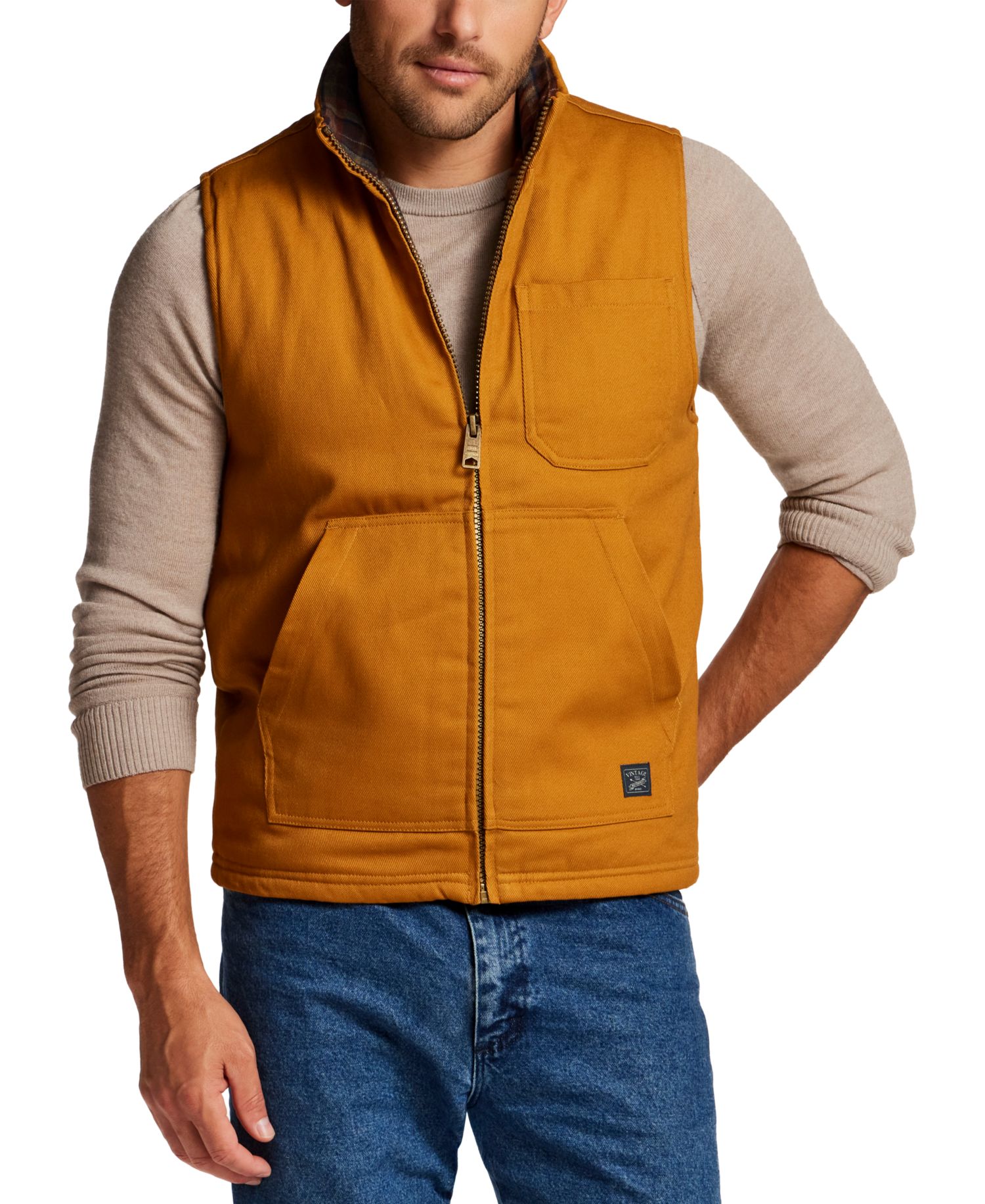 Men's Plaid Flannel Canvas Vest