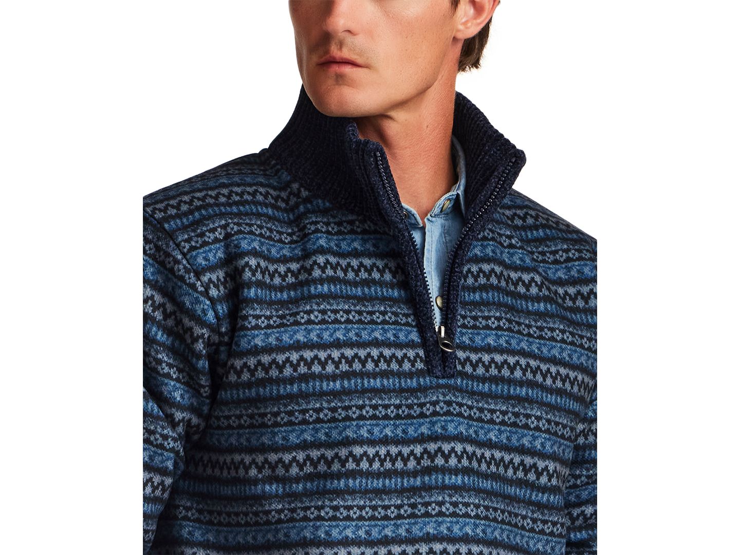 Мужской свитер Weatherproof Vintage Chenille Nordic Quarter-Zip, цвет: Индиго — фото 4