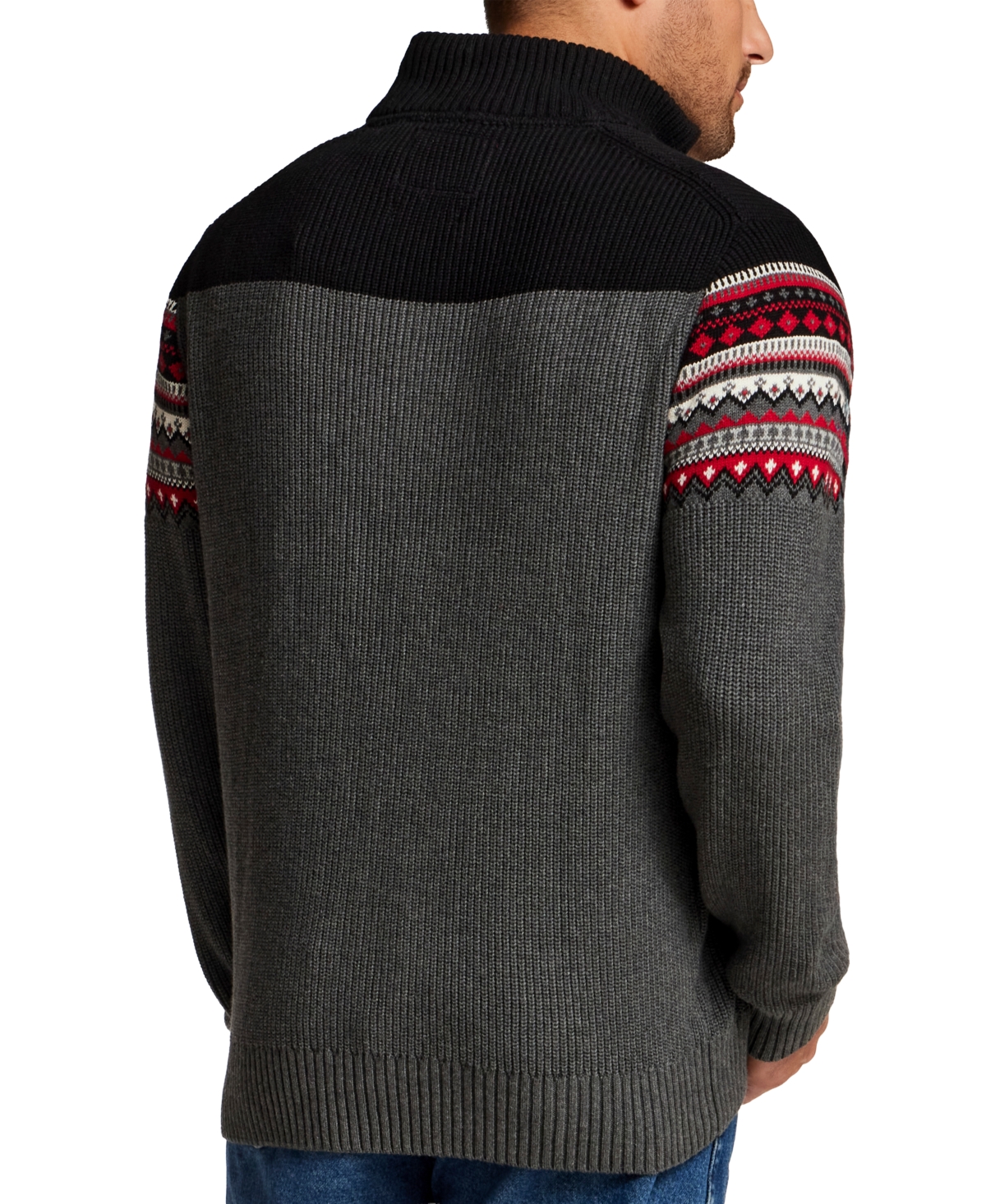 Weatherproof Vintage Men's Maine Fairisle Two Tone Quarter-Zip Sweater