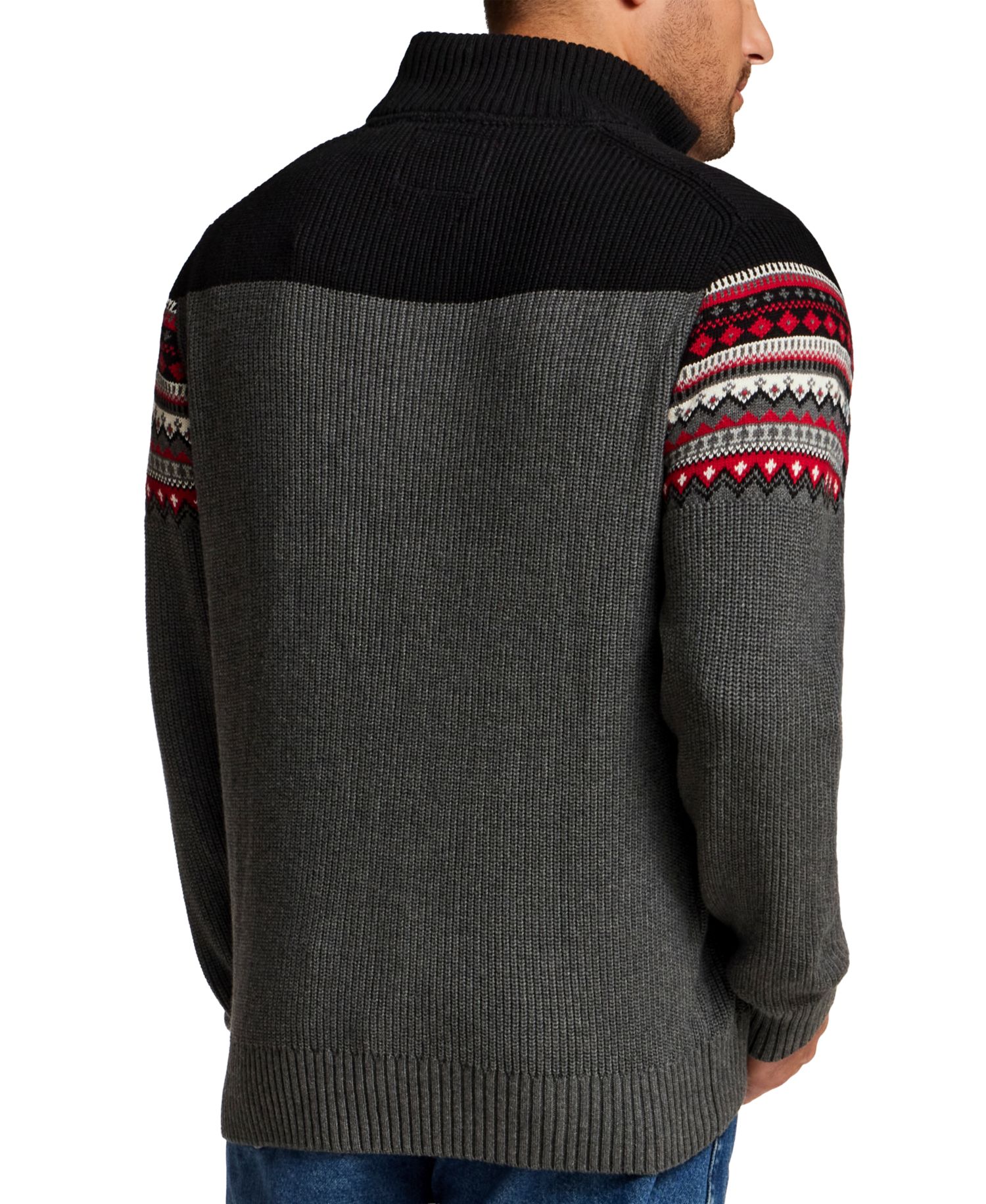 Men's Maine Fairisle Two Tone Quarter-Zip Sweater