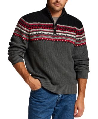 Men's Maine Fairisle Two Tone Quarter-Zip Sweater