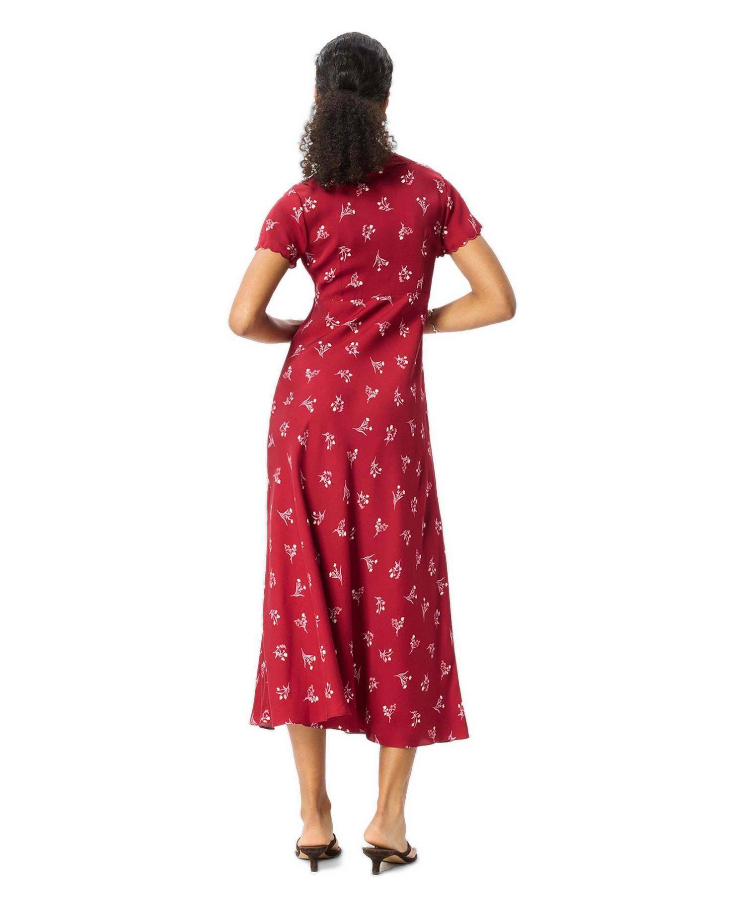 Women's Floral A-Line V-Neck Midi Dress