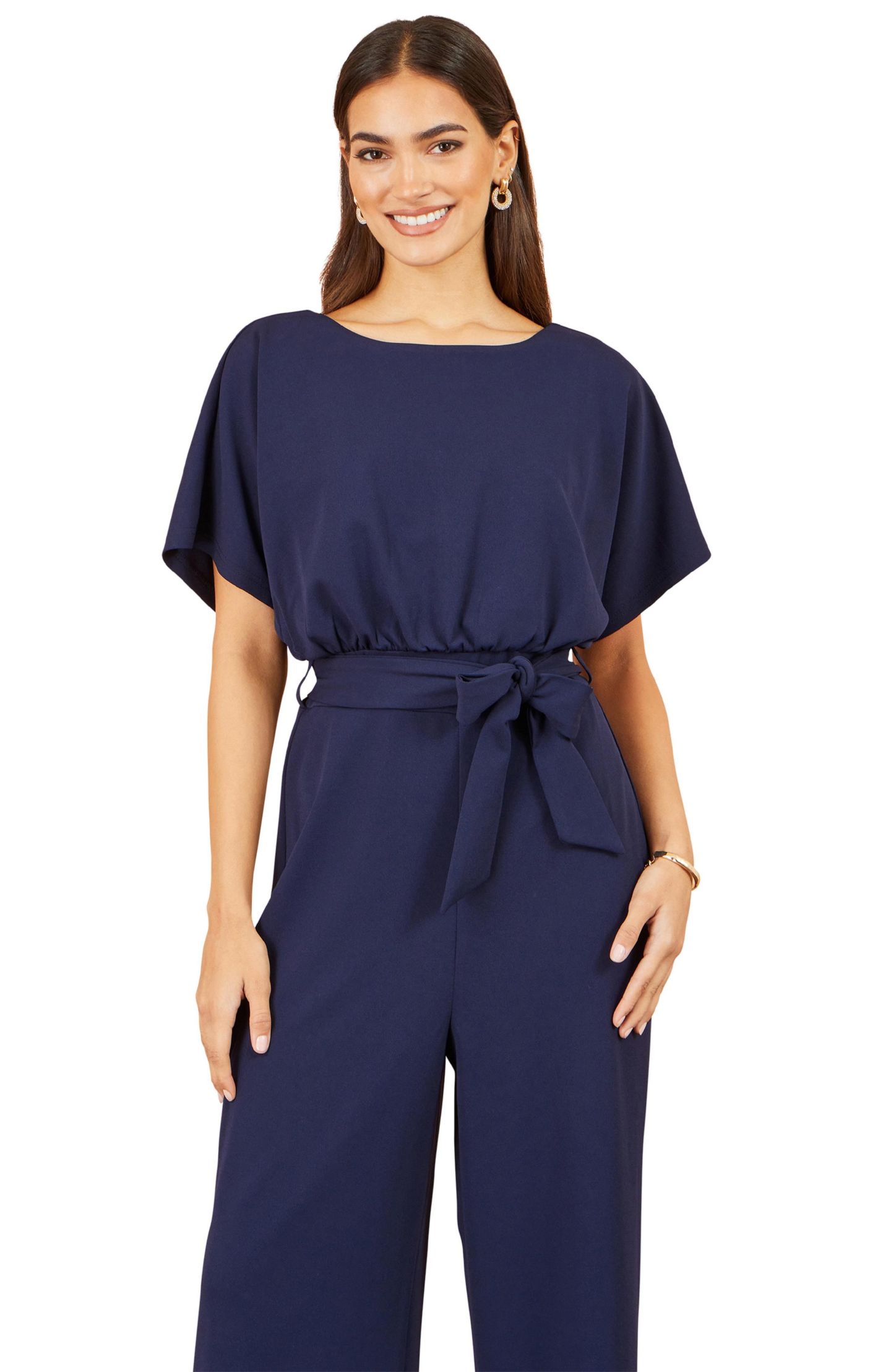 Женский комбинезон Yumi Batwing Stretch Wide-Leg Jumpsuit, цвет: Тёмно-синий — фото 4