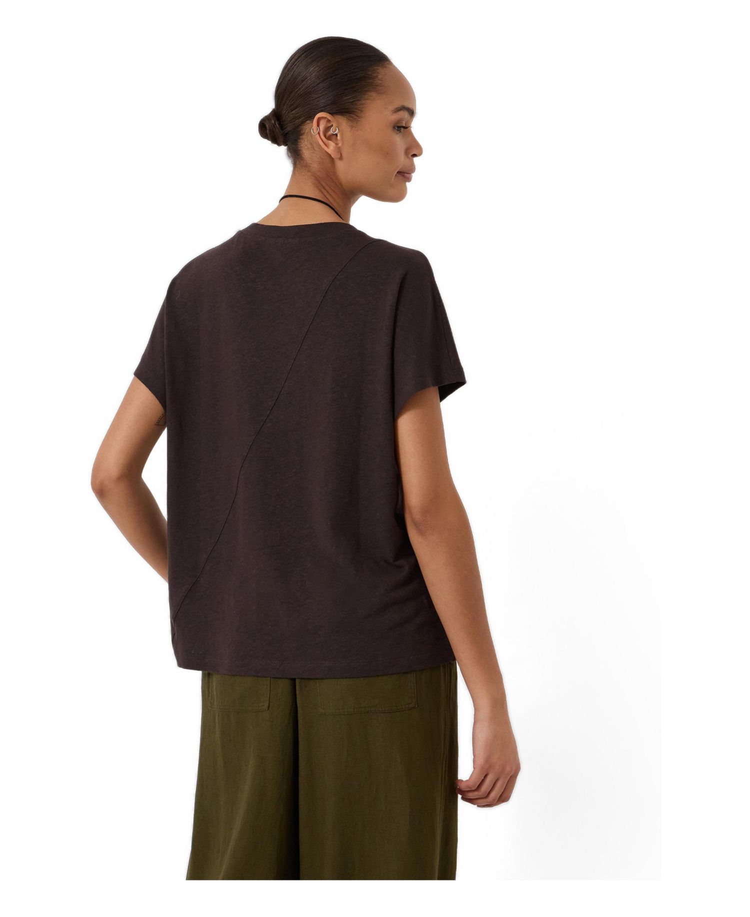 Women's Rosalia Linen-Blend V-Neck Short-Sleeve T-Shirt