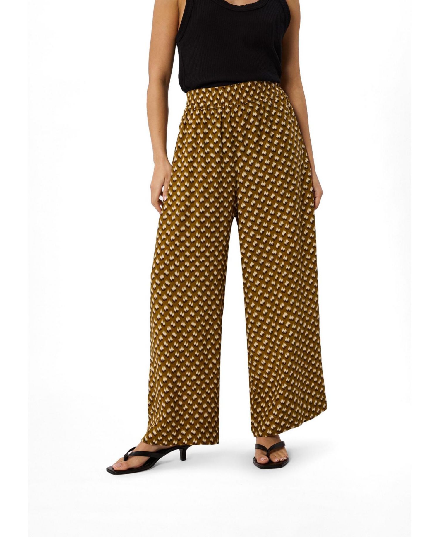 Women's Ikat-Print Wide-Leg Cropped Trouser