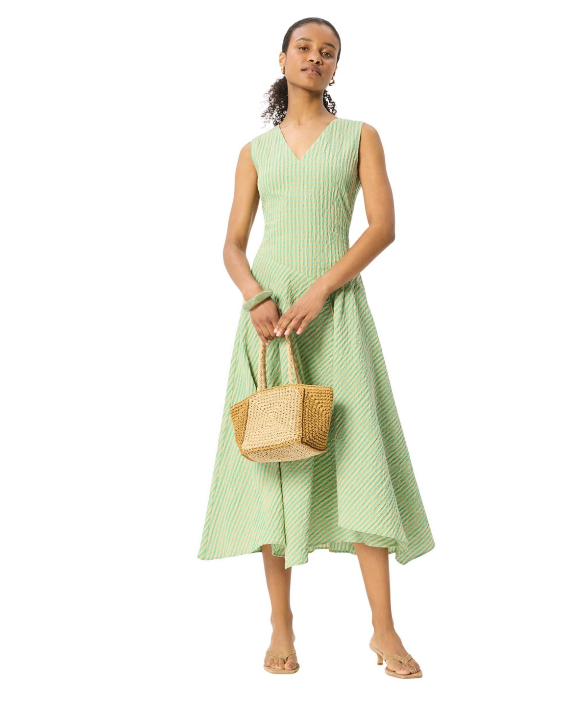 Whistles Women's Checked V-Neck Asymmetric Dress
