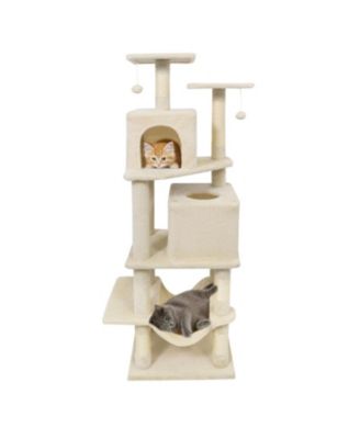 57 Inch Cat Tree with Dual Condos on a Wide 29 Inch Base