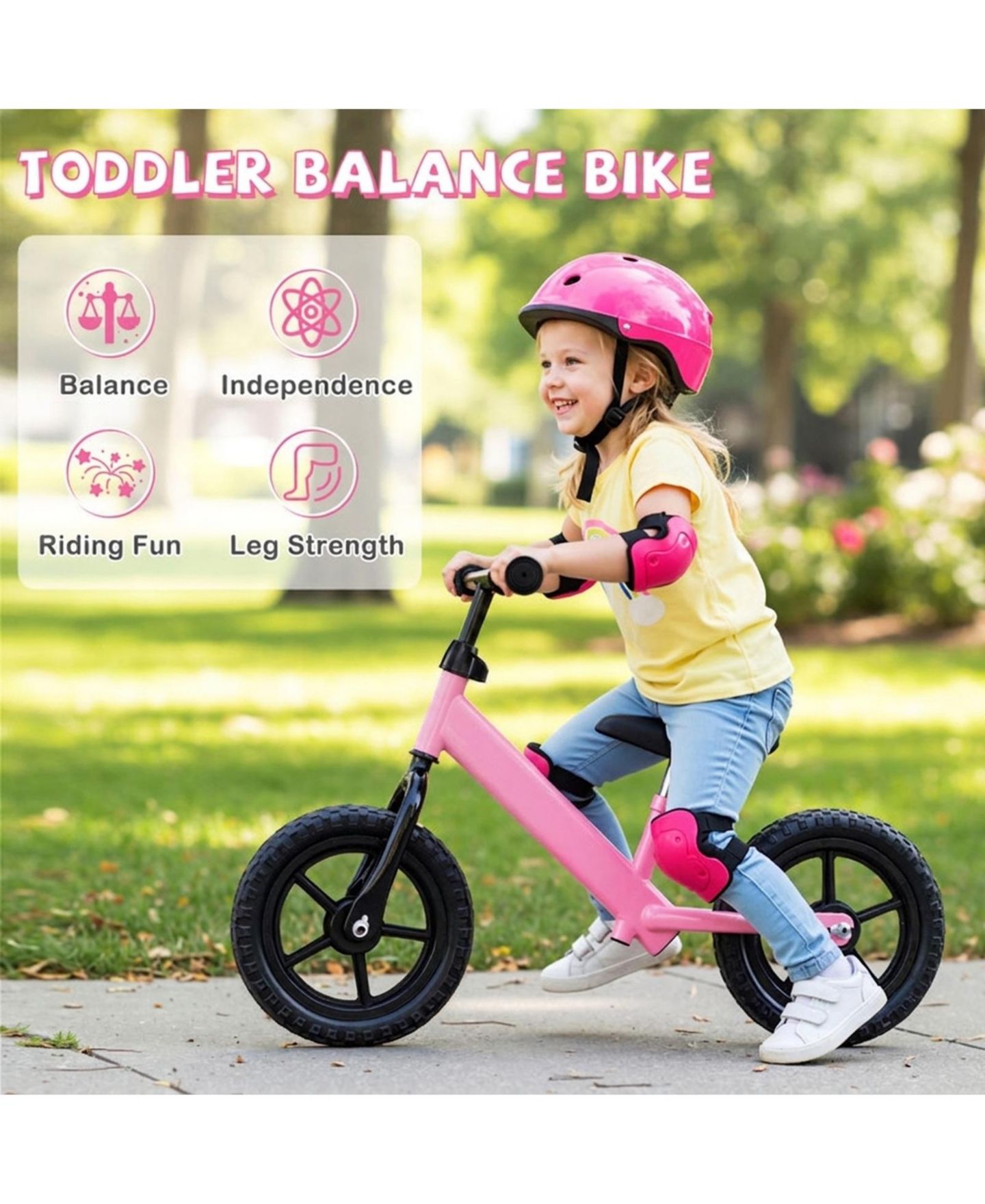 Детская игрушка HONGGE Lightweight Toddler Balance Bike with 11-Inch Foam Tires, цвет: Розовый — фото 5